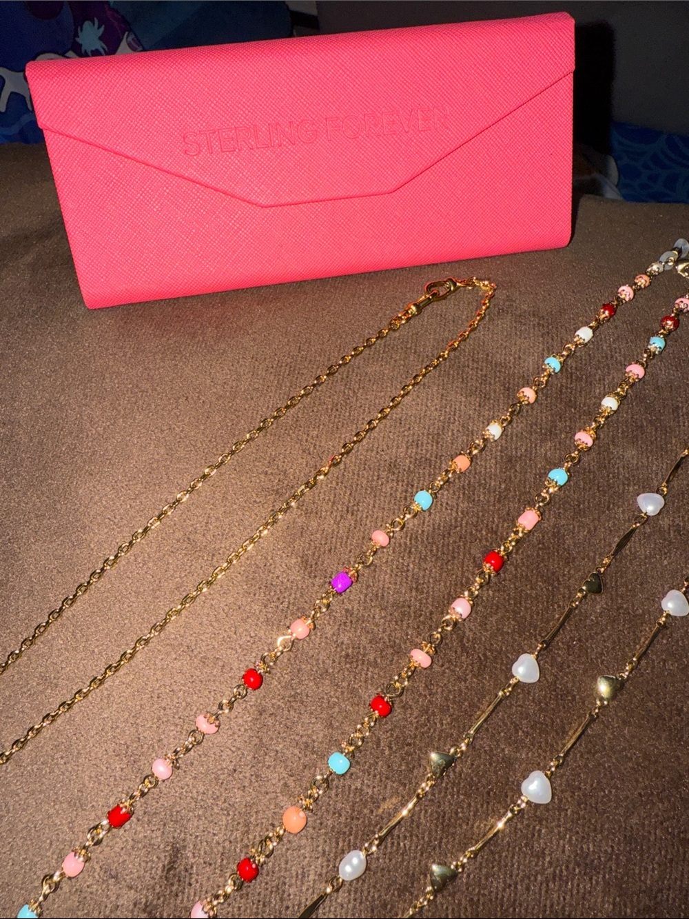 Sterling Forever Pink Jewelry Travel Case with Colorful Beaded Chains